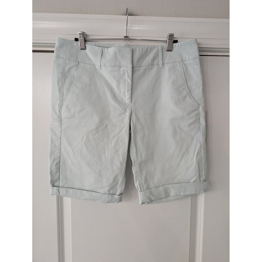 LOFT Marisa Bermuda‎ Shorts Womens 6 Mint Green Cotton Stretch Cuffed Chino NEW